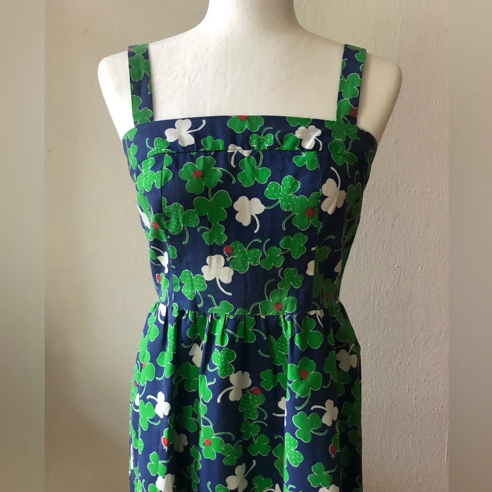 Vintage shamrock dress with ladybugs. - Picture 3 of 5